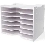 SONGWAY File Organizer for Desk - 7 Tier Wide Document Holder, Letter Mail Tray Storage Rack, File Sorter Organizer, A4 Paper Storage Holder, Desktop Organizer for Home Office School, White