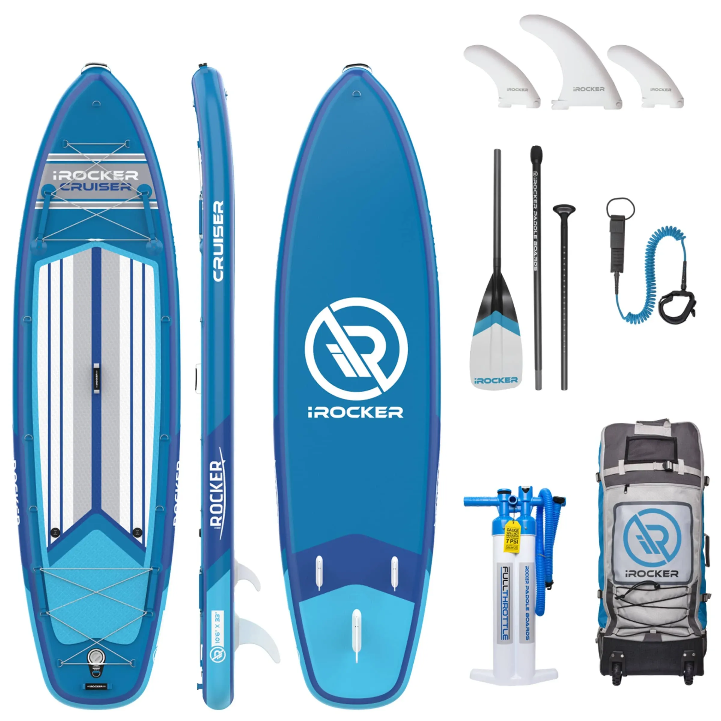 iROCKER Cruiser Inflatable Stand Up Paddle Board, Extremely Stable 10'6" Long 33 ...