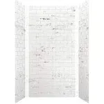 Transolid SWK483696-47 SaraMar 36-in x 48-in x 96-in Glue 3-Piece Shower Wall Kit, White Venito