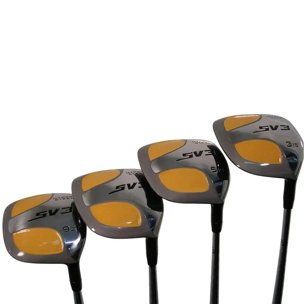 Senior Men's SV3 Yellow Square Fairway 3 5 7 9 Wood Set Golf Clubs, Right Handed Flex with Size Black Pro Velvet Grips