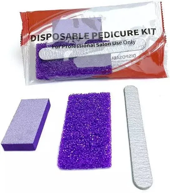 LVK Disposable Pedicure Kit, 3 in 1 (Purple Pumice Pad, Wood Nail File 100/180 ...