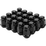 20PCS 1.4 inch 12x1.5 Closed End Bulge Acorn Black Lug Nuts - inch, 