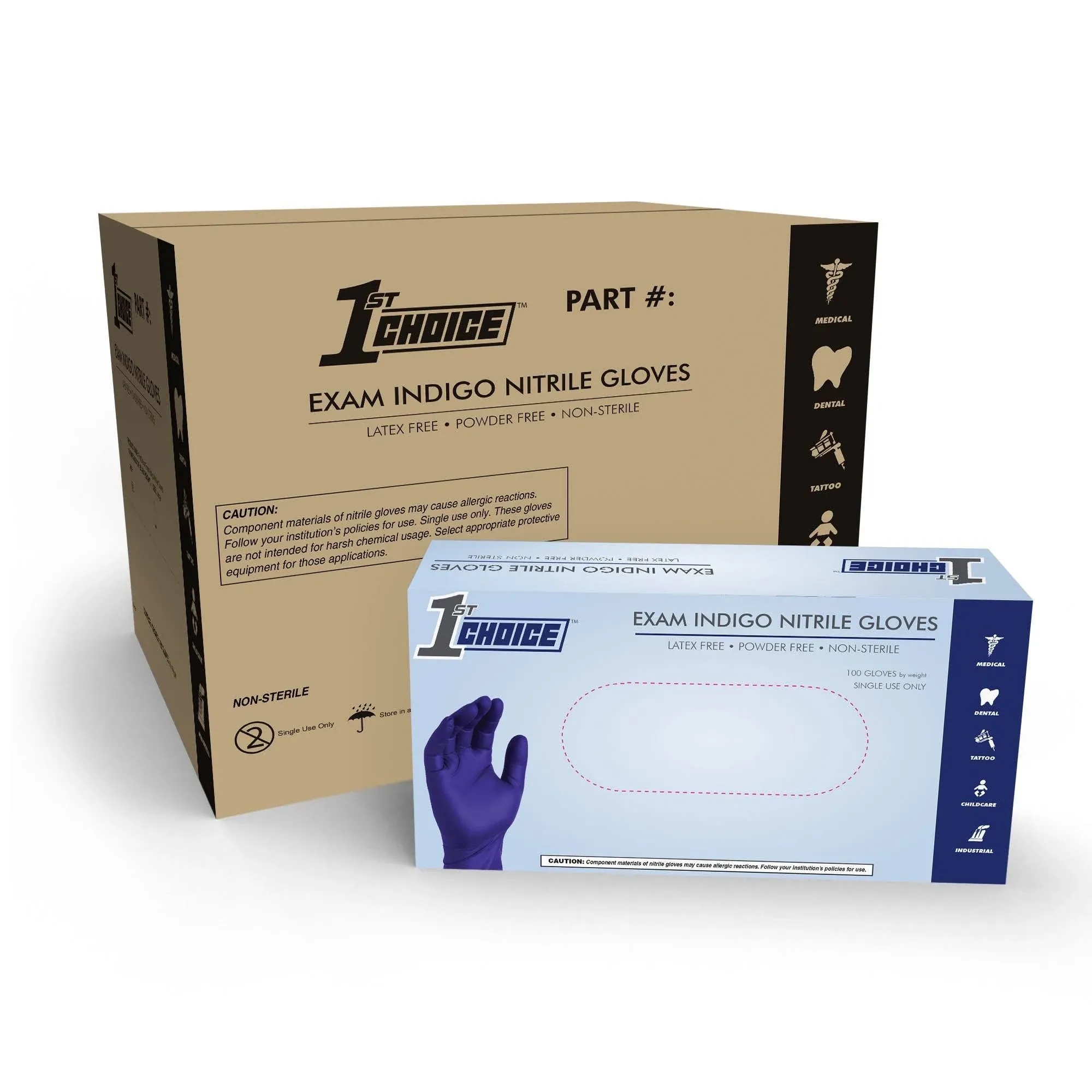 1st Choice Indigo Nitrile Disposable Exam Gloves 3 Mil