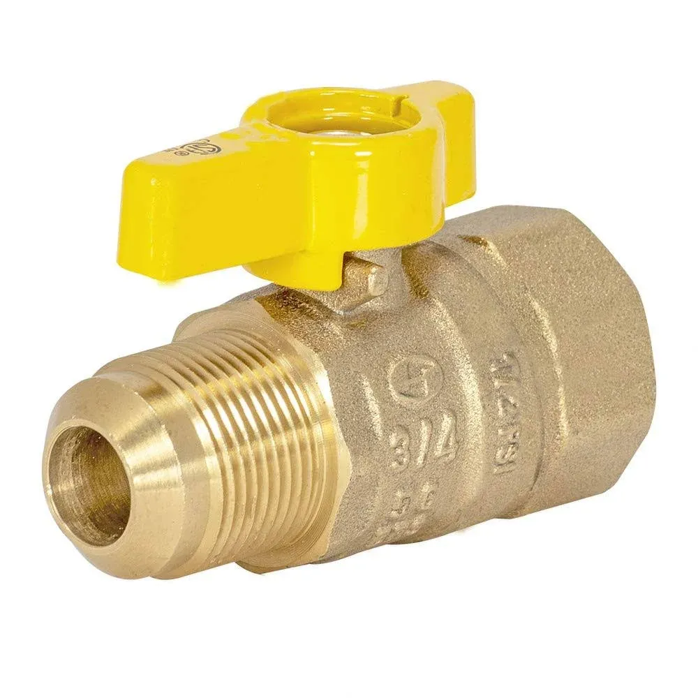 60005 Brass Straight Gas Ball Valve 3/4 inch FIP x 15/16 inch Flare