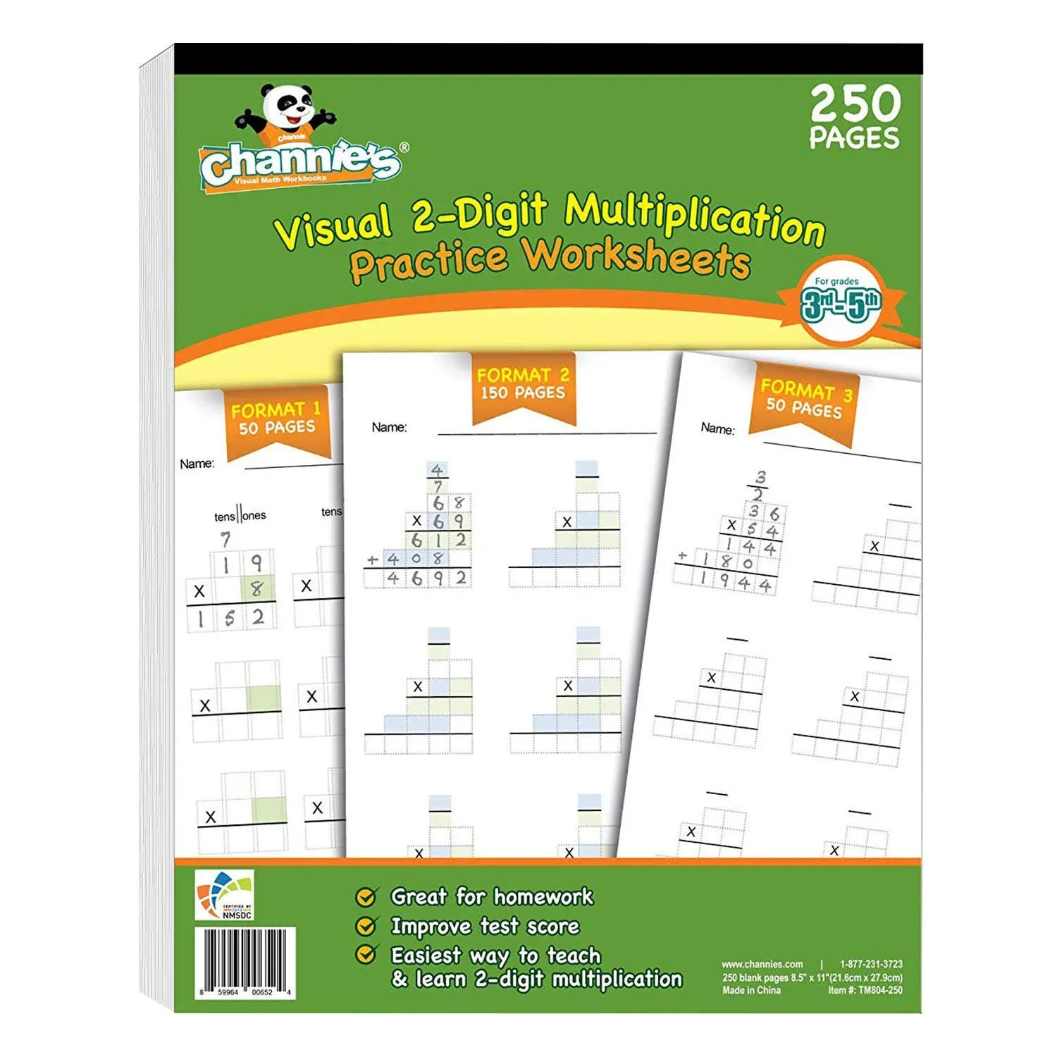 Channies One Page A Day Ream Blank, Double Digit Multiplication Math Practice