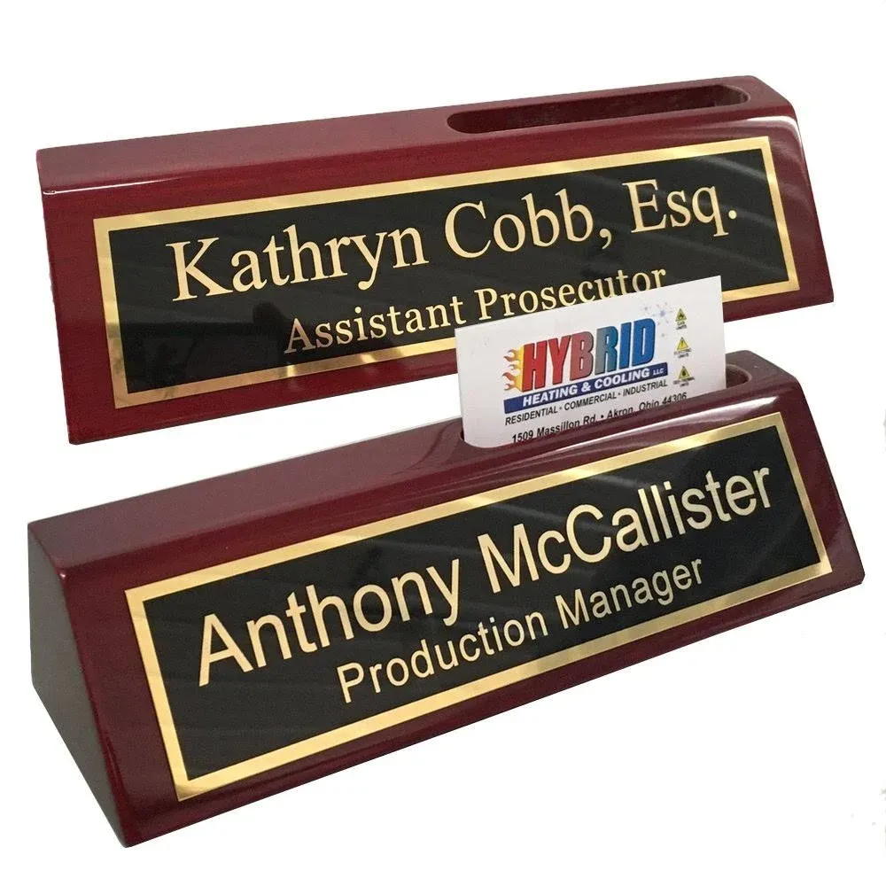 Desk Name Plate Personalized Engraved with Business Card Holder Name Plate for ...