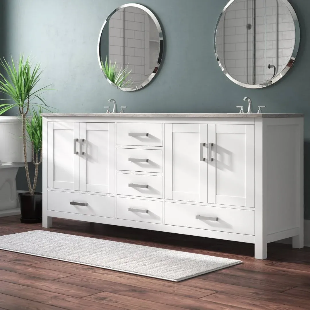 Wyndham-WCS141480DWHCXSXXMXX Sheffield 80 in. Double Bathroom Vanity in White with No Countertop