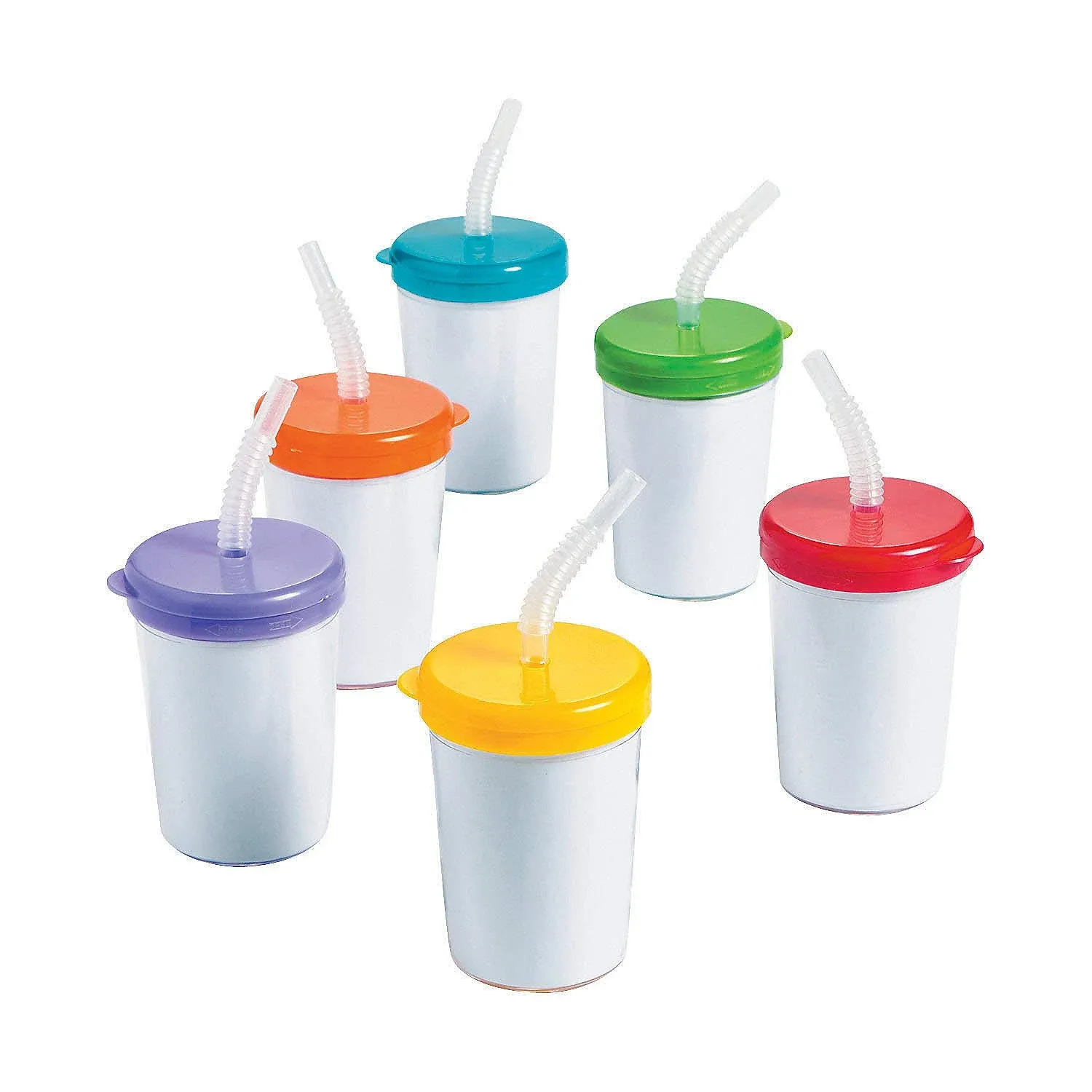 Do It Yourself Cups With Lids &amp; Straws, Craft Kits, 12 Pieces