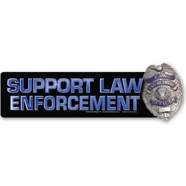 Support Law Enforcement with Badge Bumper Strip Magnet, Size: 7 1/2 inch x 2 3/8 ...