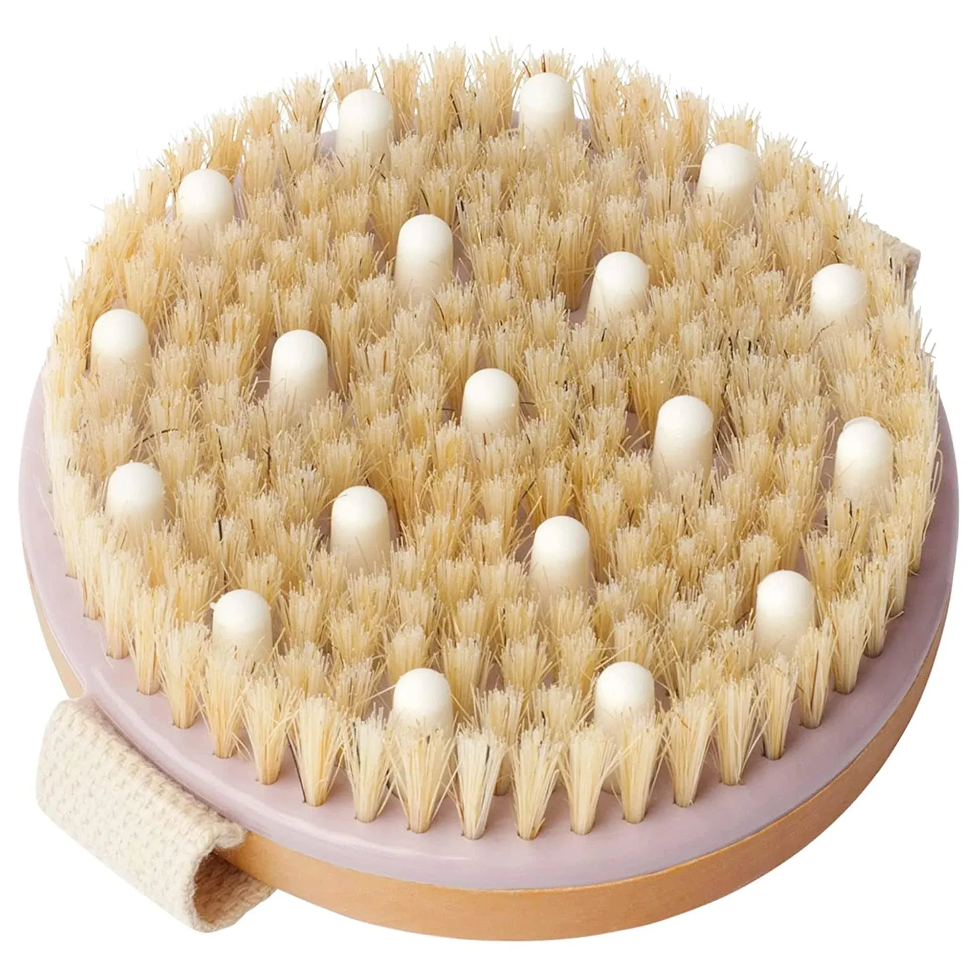 MainBasics Dry Body Brush Exfoliating Body Scrubber - Natural Boar Bristles & Massage Nodules for Dry Skin, Blood Circulation, Cellulite Treatment, and Lymphatic Drainage