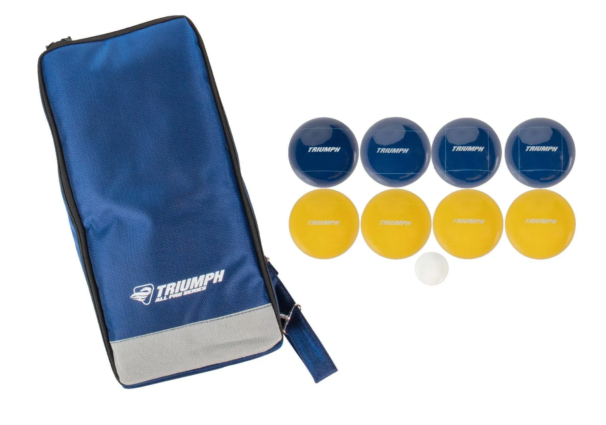 TRIUMPH SPORTS USA Premium 100mm Resin Bocce Ball Set - Includes 8 Bocce Balls, One 50mm Jack and Carry Case