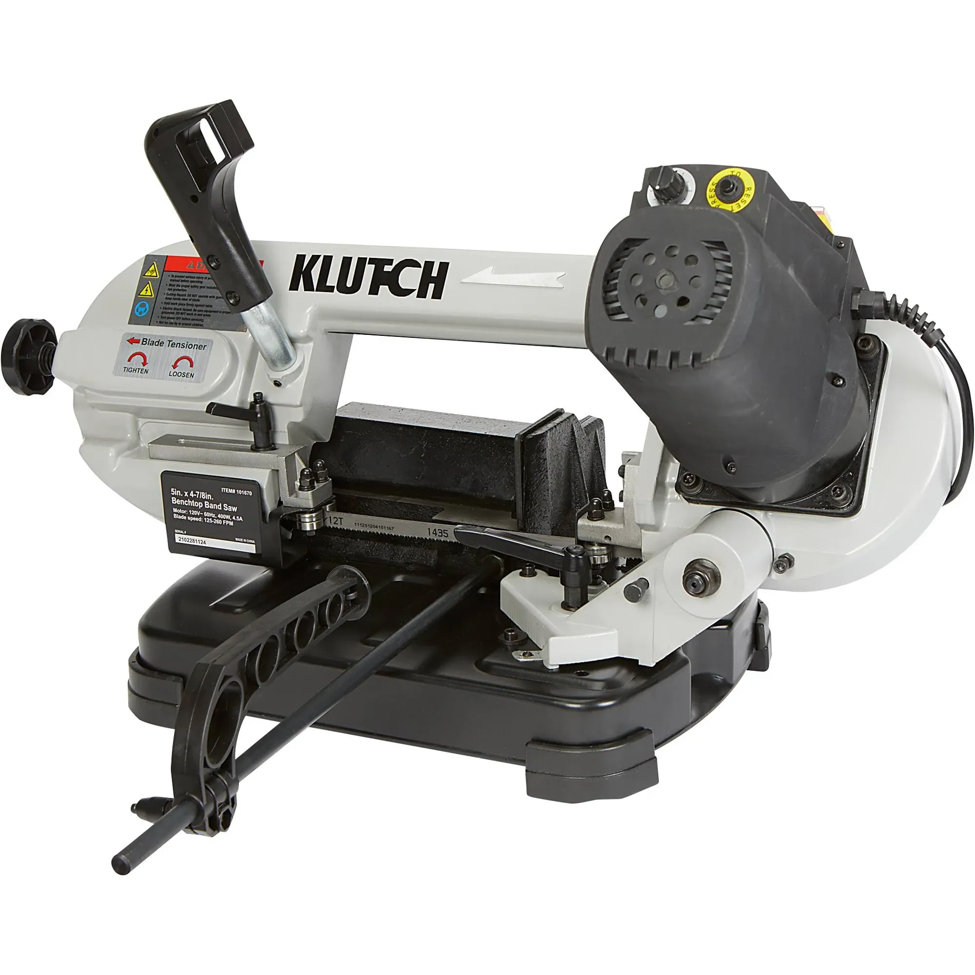 Klutch Benchtop Metal Cutting Band Saw — 5in. x 4 7/8in., 400 Watts, 110–120V