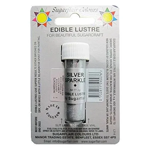 Sugarflair Silver Sparkle Edible Lustre Dust Powder - Cake Decor