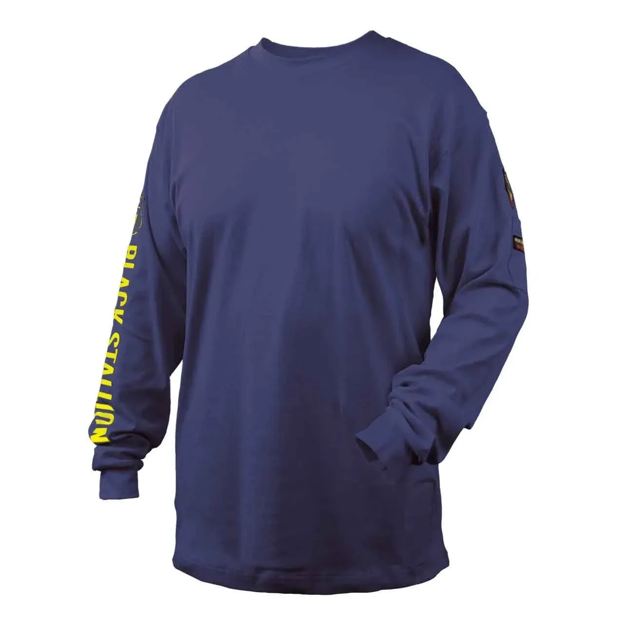 Black Stallion TF2510-NV NFPA 2112 & NFPA70E 7 oz. FR Cotton Knit Long-Sleeve T ...