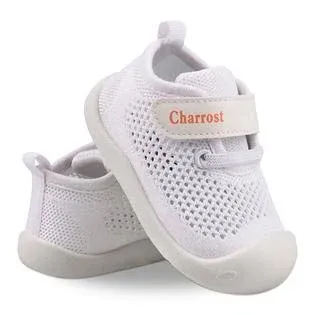 Baby First-Walking Shoes 1-4 Years Kid Shoes Trainers Toddler Infant Boys Girls Soft Sole Non Slip Cotton Canvas Mesh Breathable Lightweight TPR Material Slip-on Sneakers Outdoor