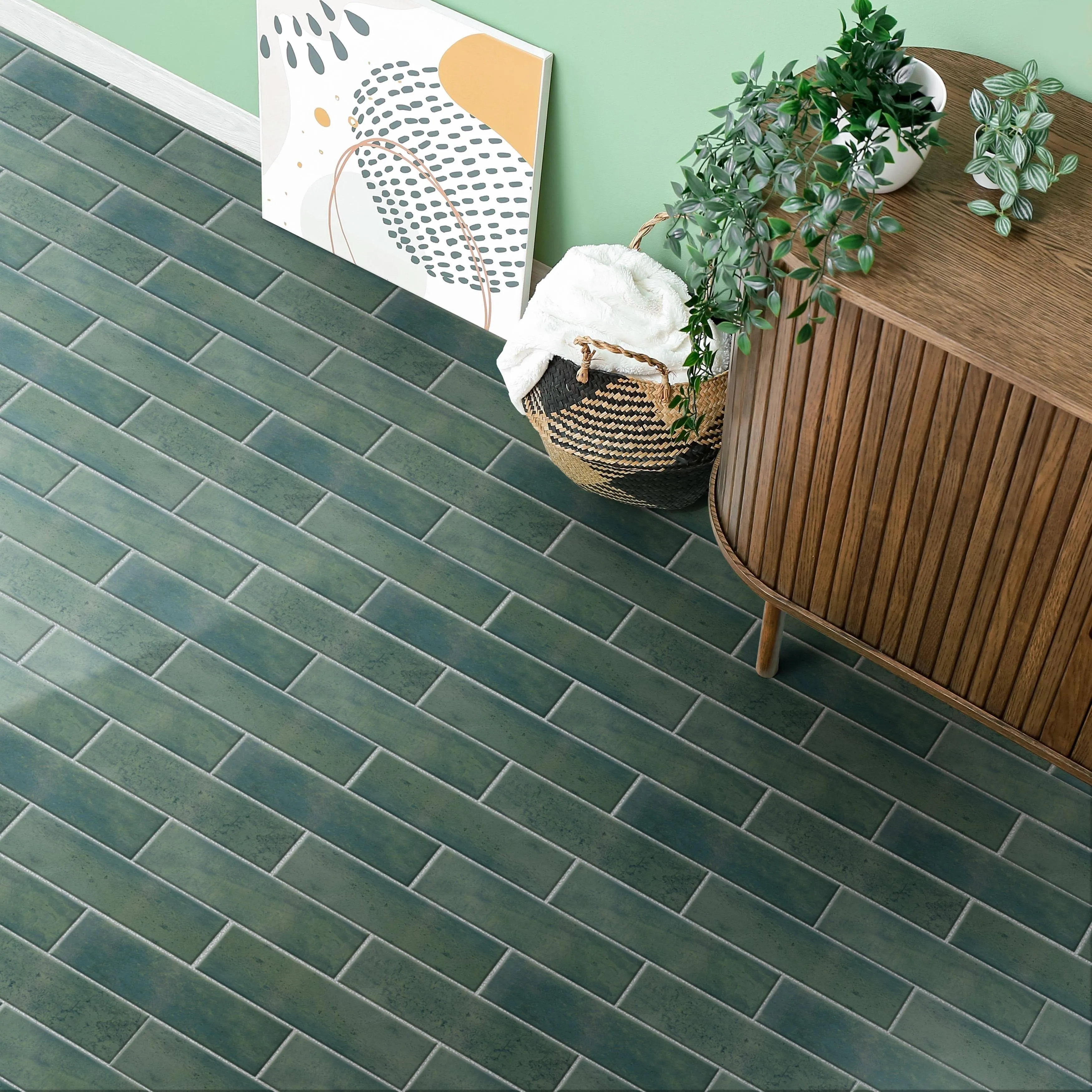 Merola Tile Capri Brick Oliva 2-1/2 in. x 10 in. Porcelain Floor and Wall Tile (5.13 Sq. ft./Case)