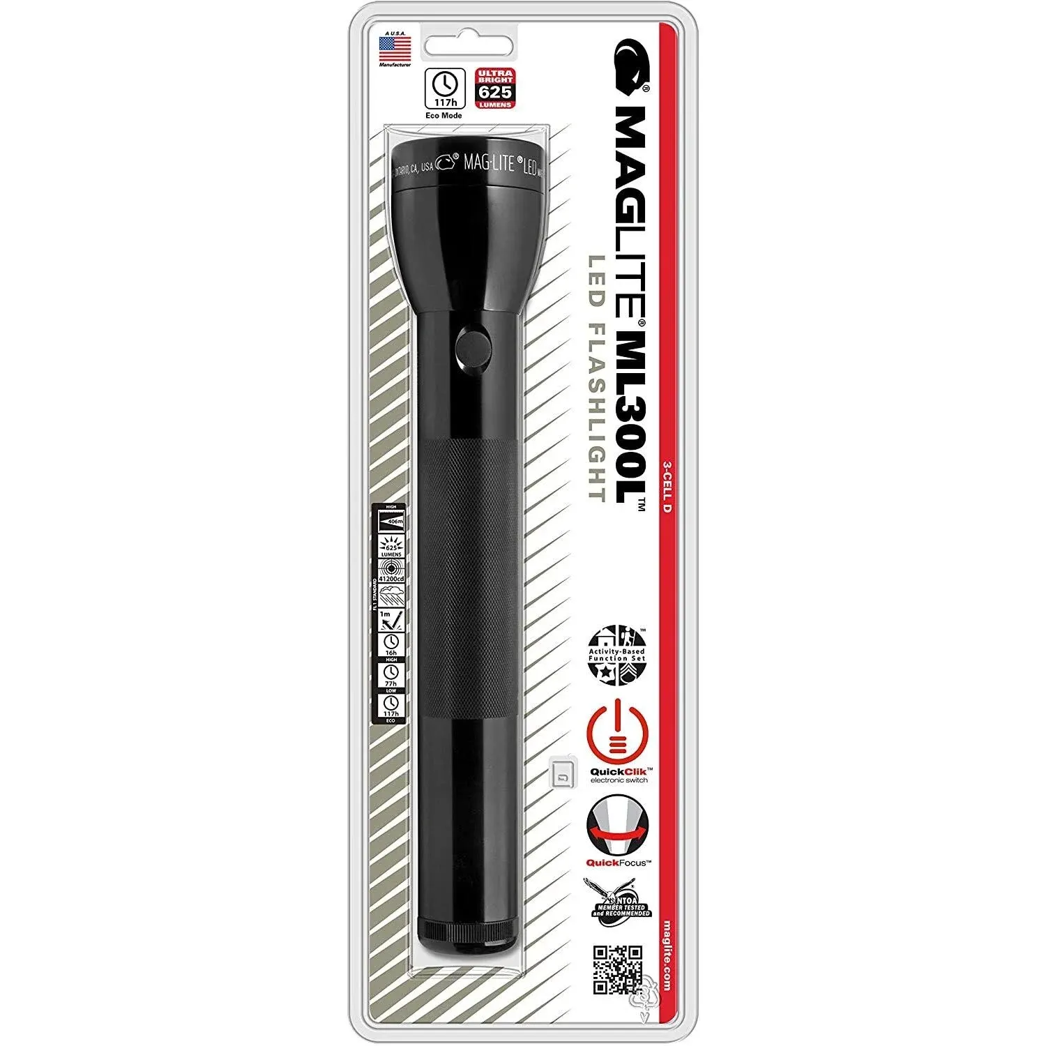 Maglite ML300L LED 3-Cell D Flashlight (Black) ML300L-S3016