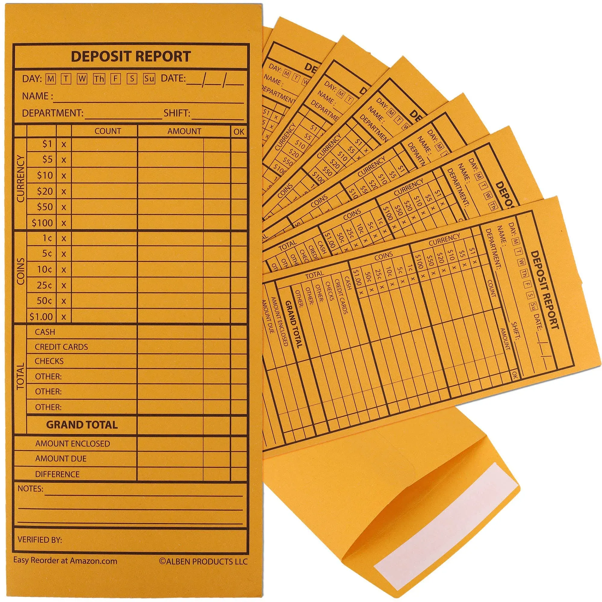 500 Cash Drop Envelopes - Bulk Cashier Deposit Envelopes for Cash Recordkeeping, Perfect for Business, Banks, Stores, Retail and Restaurants (Yellow Kraft)