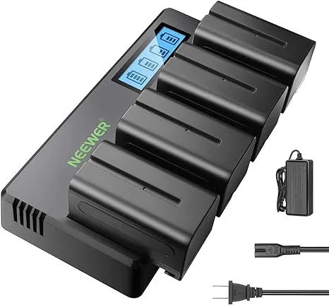 Neewer Dual L-Series/NP-F750 5600mAh Batteries with Dual USB Fast Charger Set