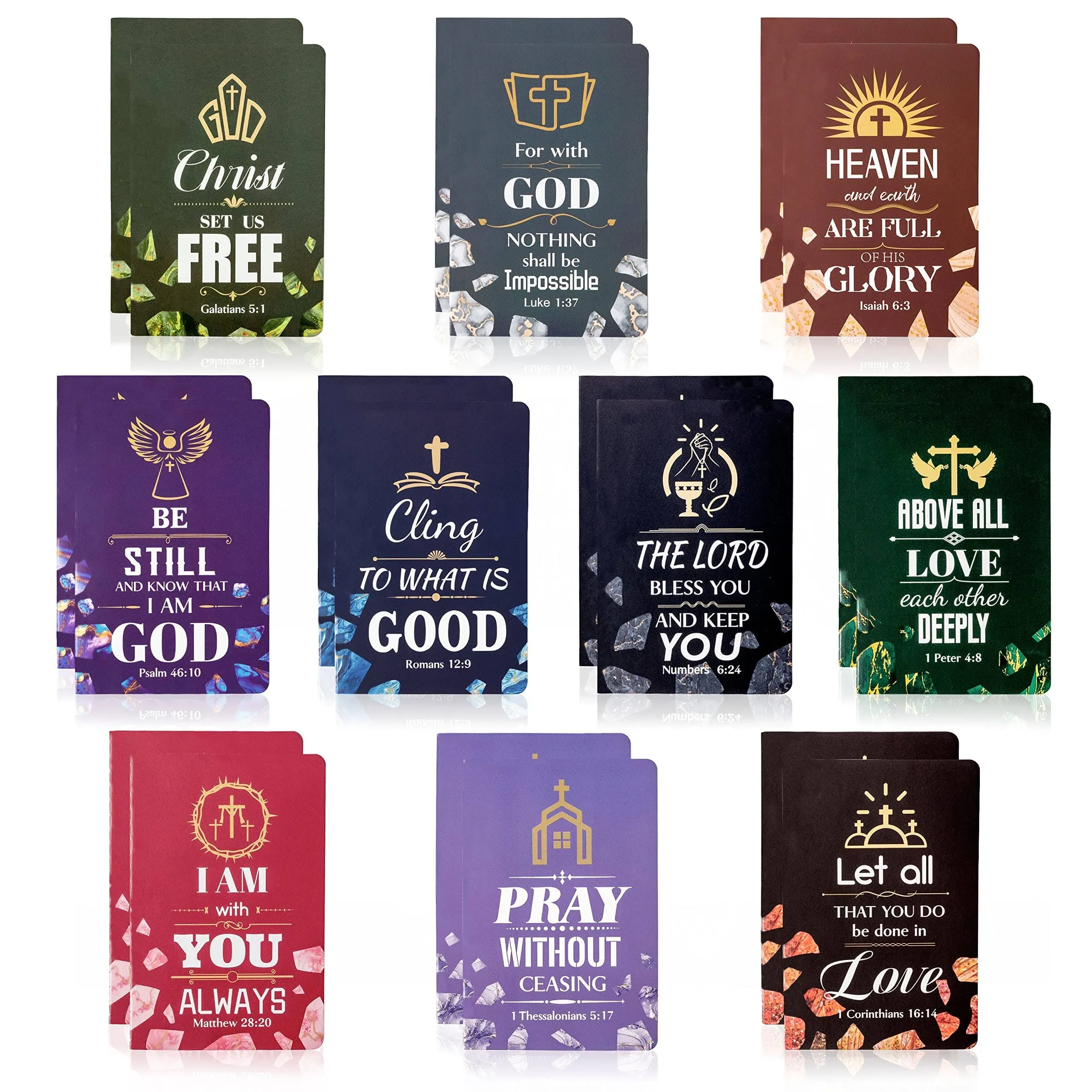 20Pcs Bible Verse Notepad, Rock Pattern Inspirational Notebooks Small Pocket Dai