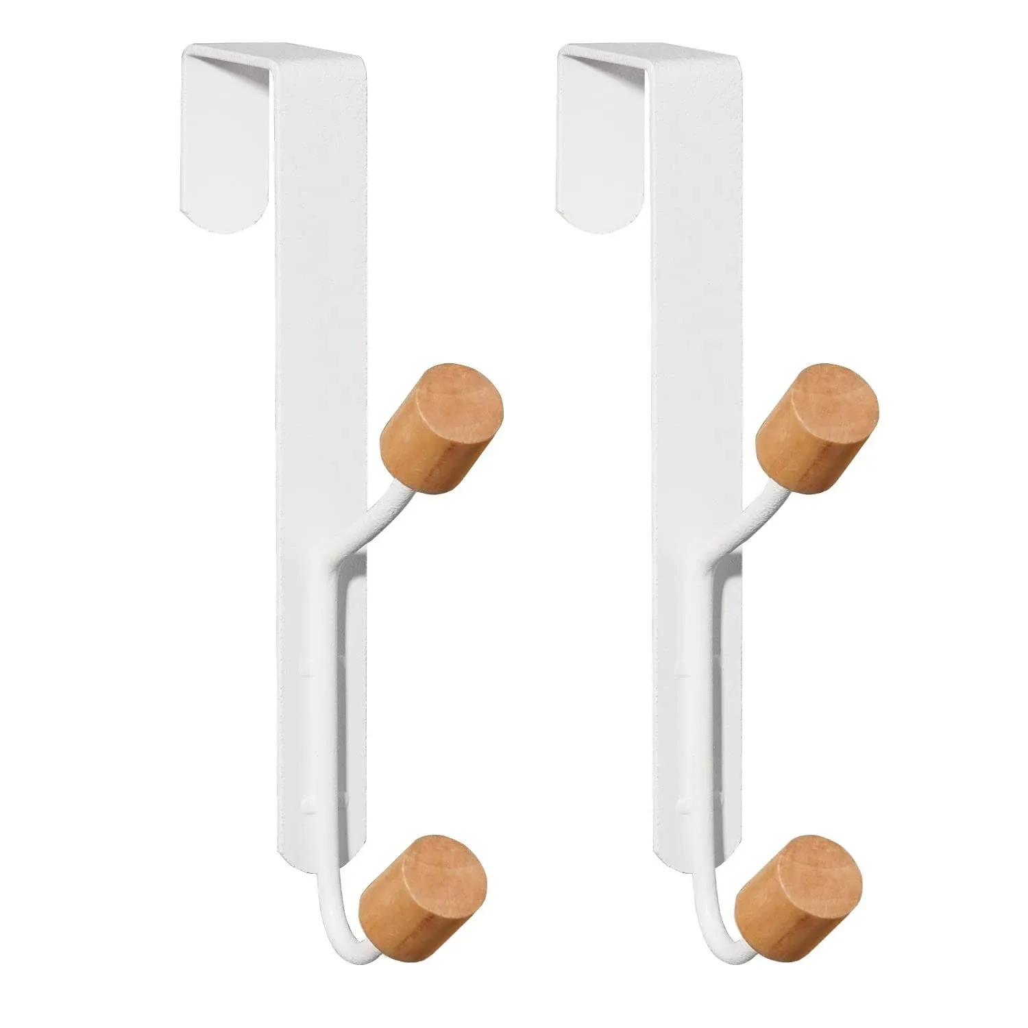 HYMIKO Over The Door Hooks2 Packs Sturdy Metal Over Door Wooden Hooks Organiz...