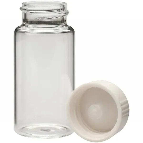 Wheaton 986586 Borosilicate Glass 20mL Liquid Scintillation Vial, with 22-400 White Urea Poly Seal Cone Lined Screw Cap, Packaged Separately (Case of 500)