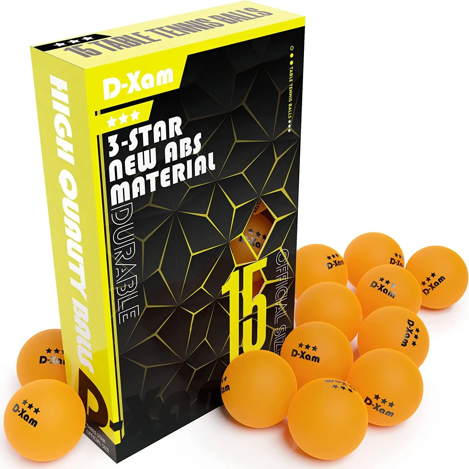 15 Pack | 3 Star Ping Pong Balls Orange (Size 40+) Table Tennis Ball Set | Hi...