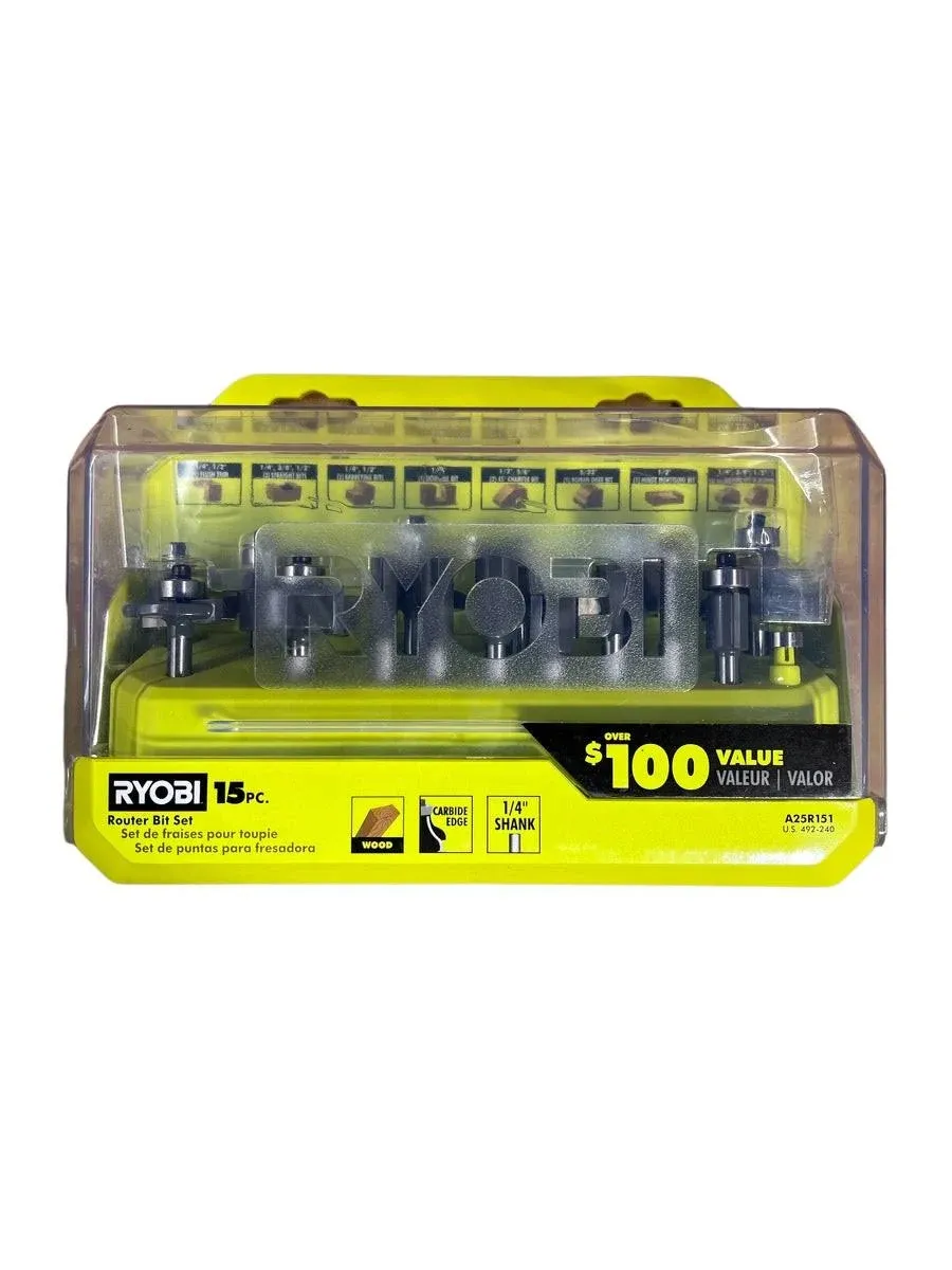 RYOBI Shank Carbide Router Bit Set (15-Piece)