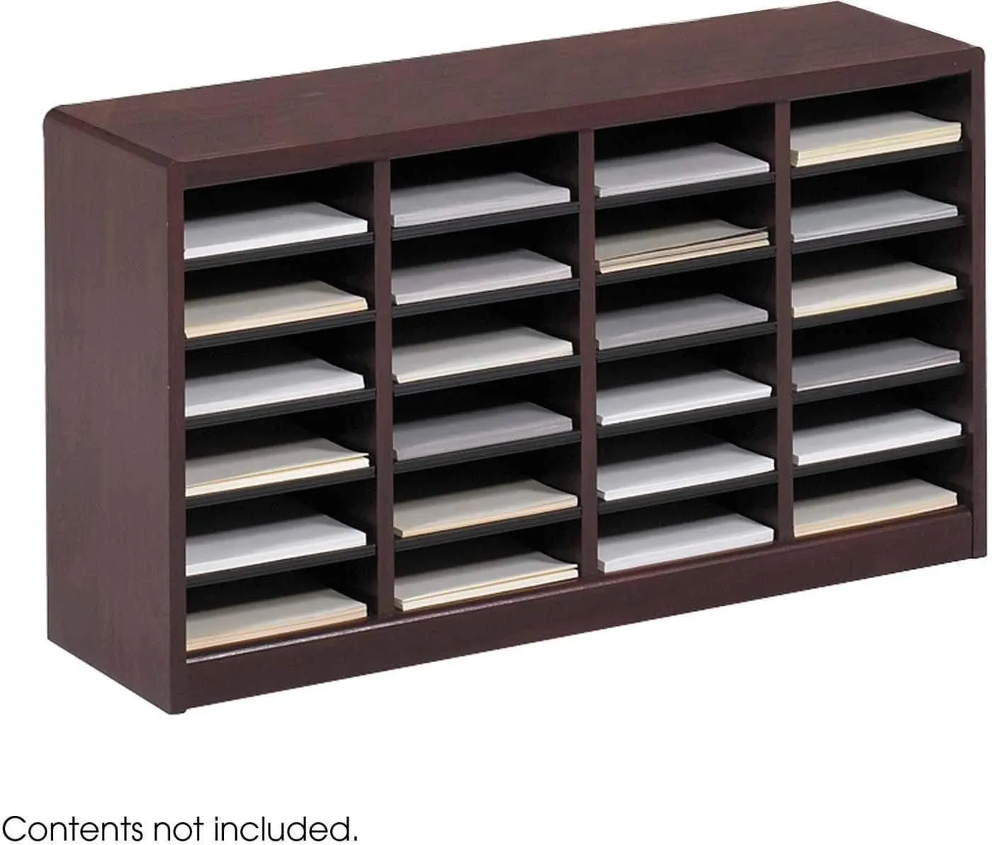 Safco E-Z Stor Wood Literature Organizer 24 Compartments - Mahogany