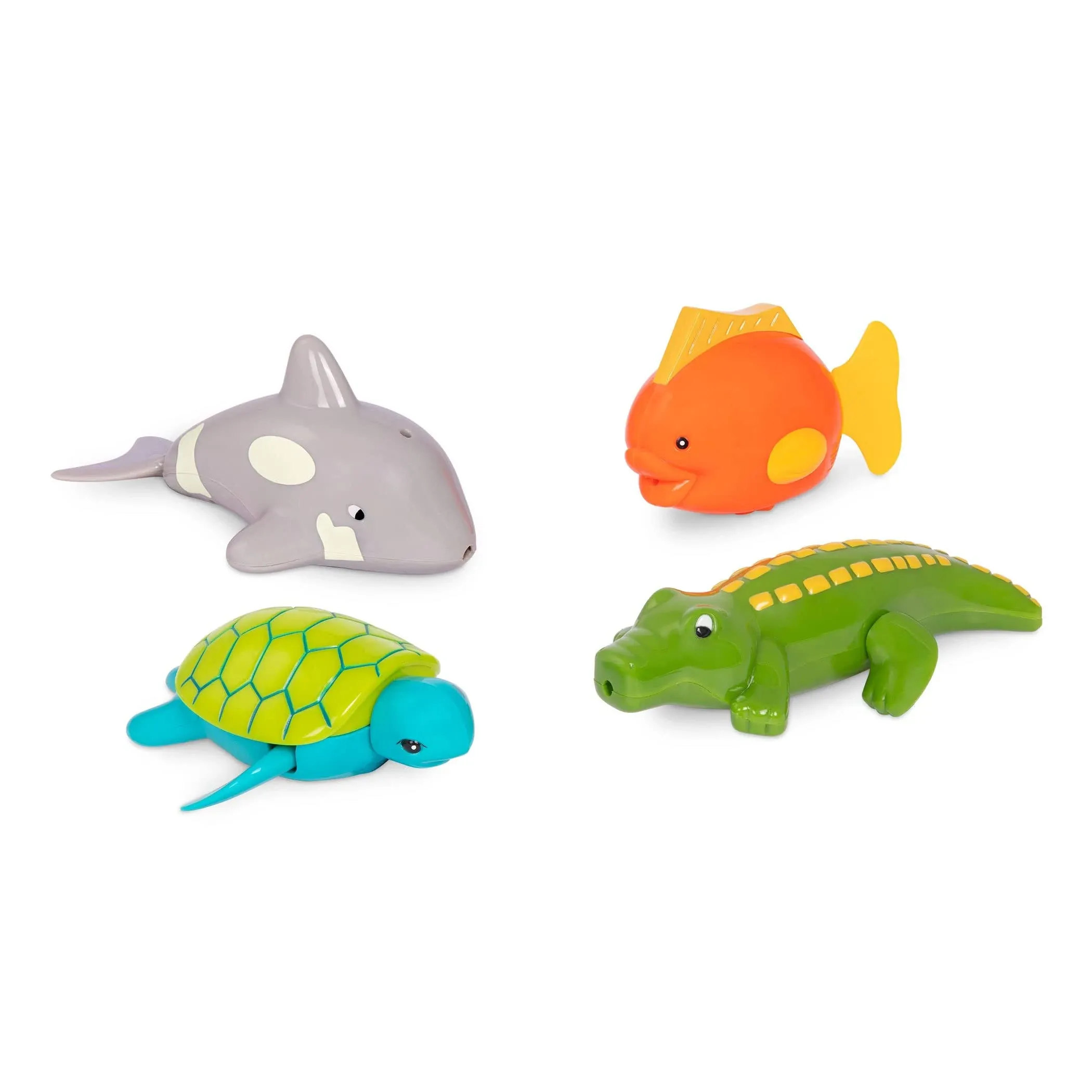 Battat - Wind-up Bath Toys - 4 Pcs - Animal Water Toys for The Tub, Pool - Floating, Swimming - Turtle, Fish, Croc, Whale - for Toddlers - 2 Years +,