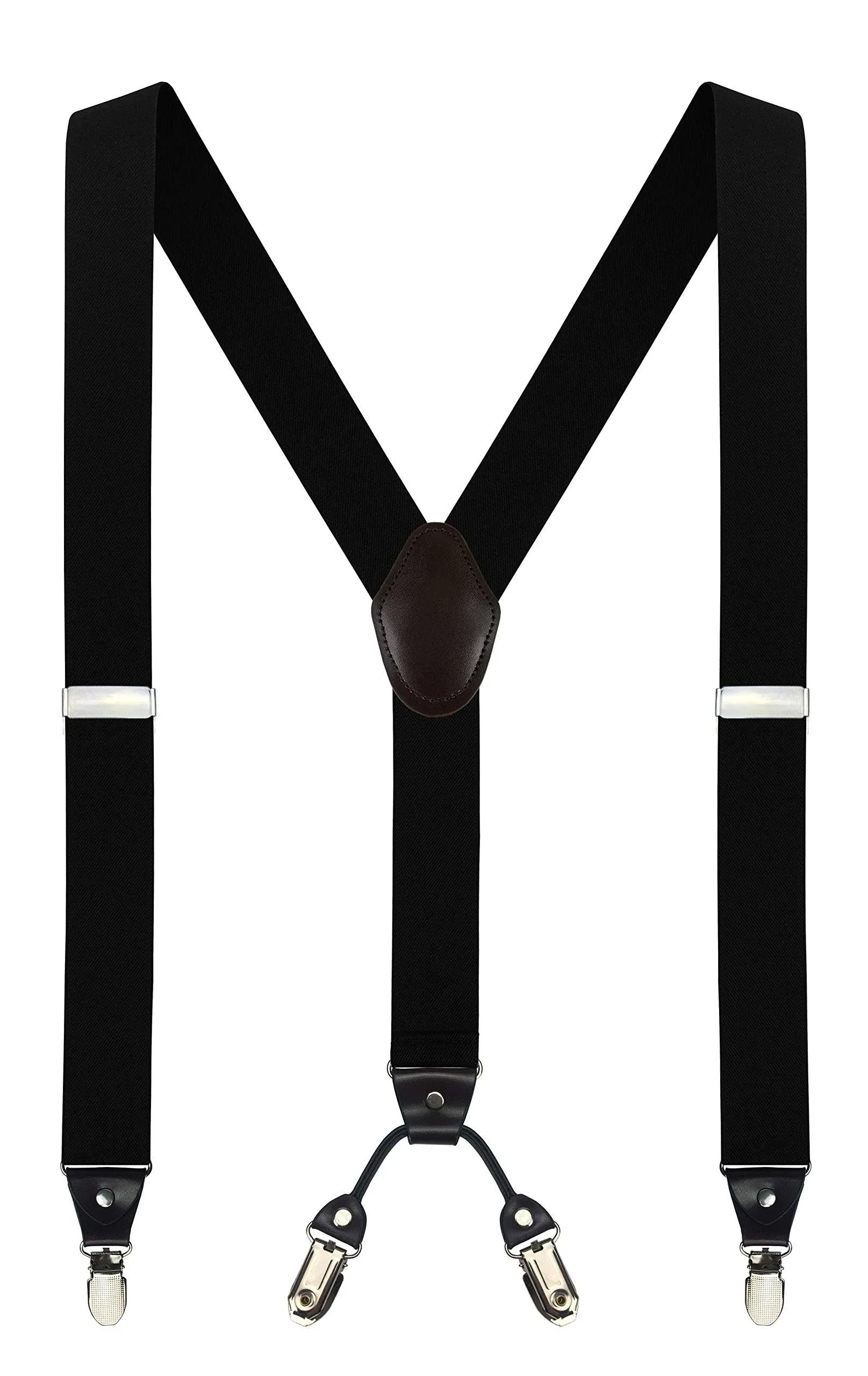 Moulen Men's Y-Back 1.4 Inches Wide 4-Clips Adjustable Suspenders