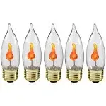 Creative Hobbies 10J Flicker Flame Light Bulb -Flame Shaped, E26 Standard Base, Flickering Orange Glow - Box of 5 Bulbs