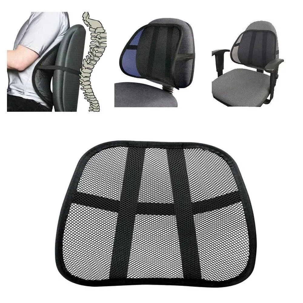 Cool Vent Cushion Mesh Back Lumbar Support New Car Office Chair Truck Seat Black