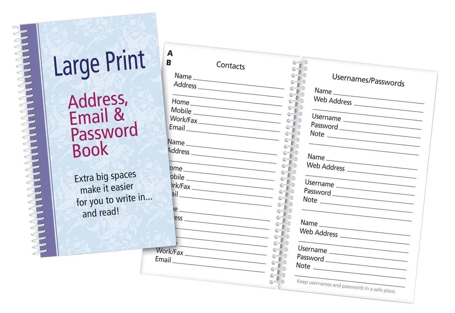 Large Print Address, Email & Password Book