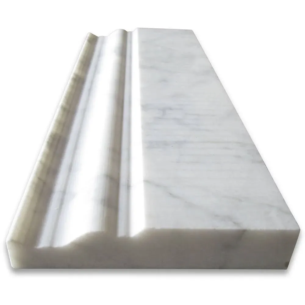 Carrara White Marble 4x12 Baseboard Crown Molding Honed