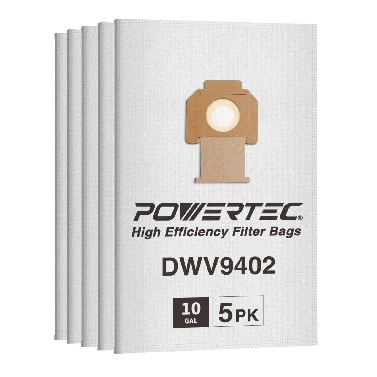 POWERTEC 75029 Fleece Bag for DeWalt DWV012 Dust Extractors (5-Pack)