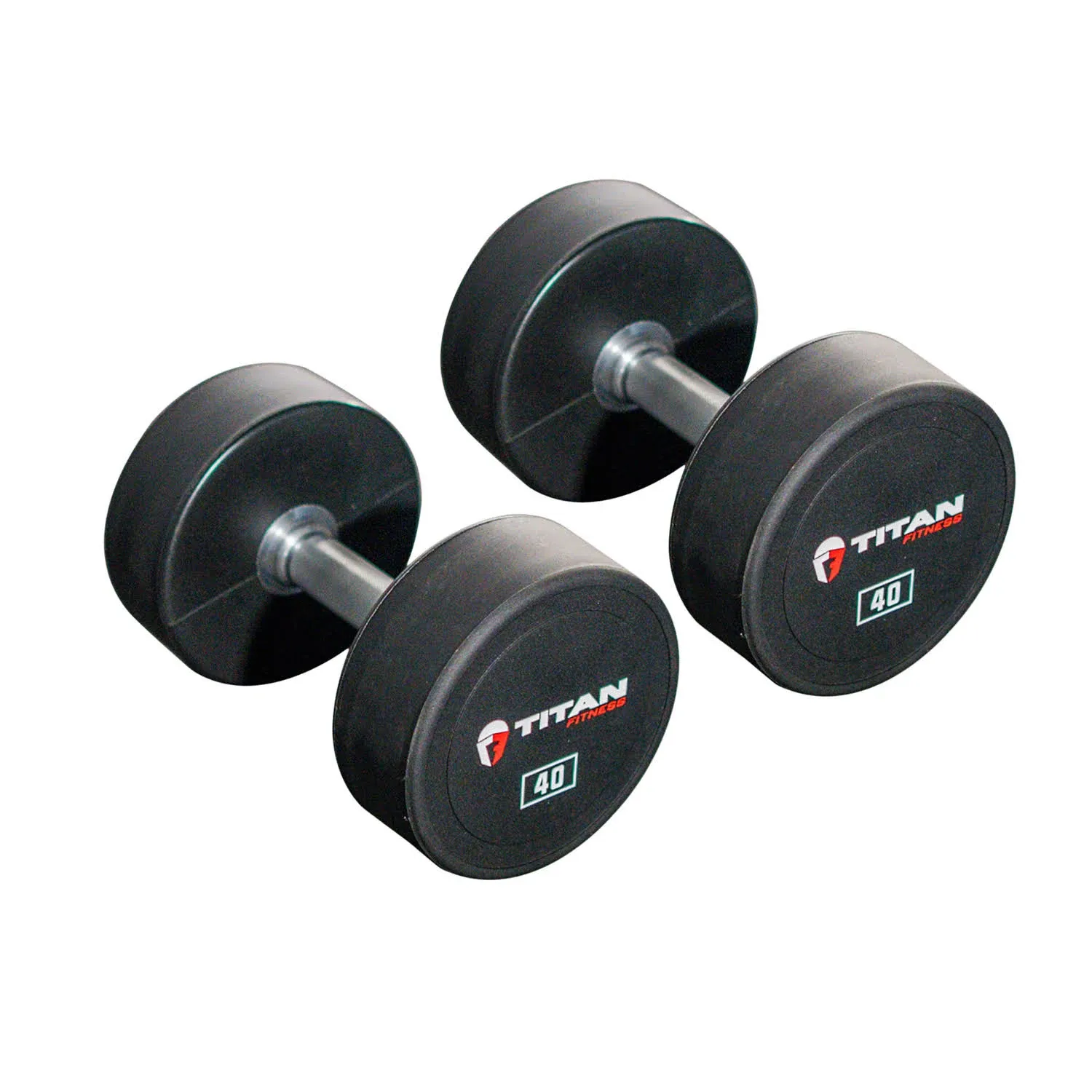 Titan Fitness Round Urethane Dumbbells 60 lb Pair Black