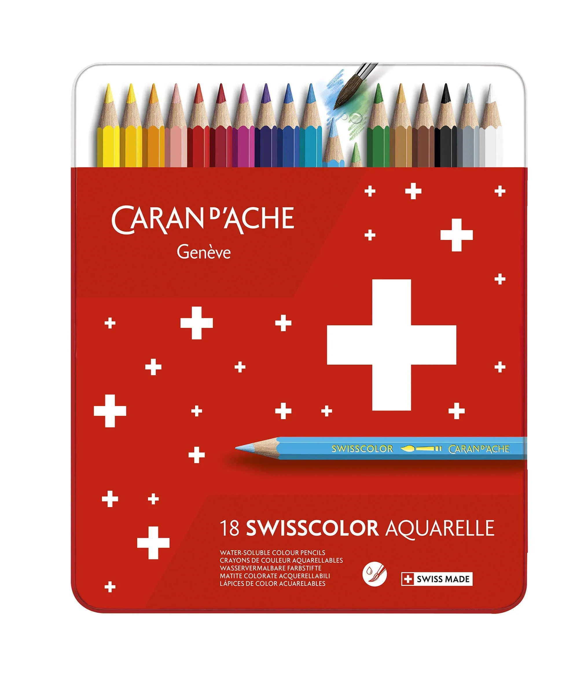 Caran d'Ache Swisscolor Colour Pencils in Metal Box (Pack of 18)