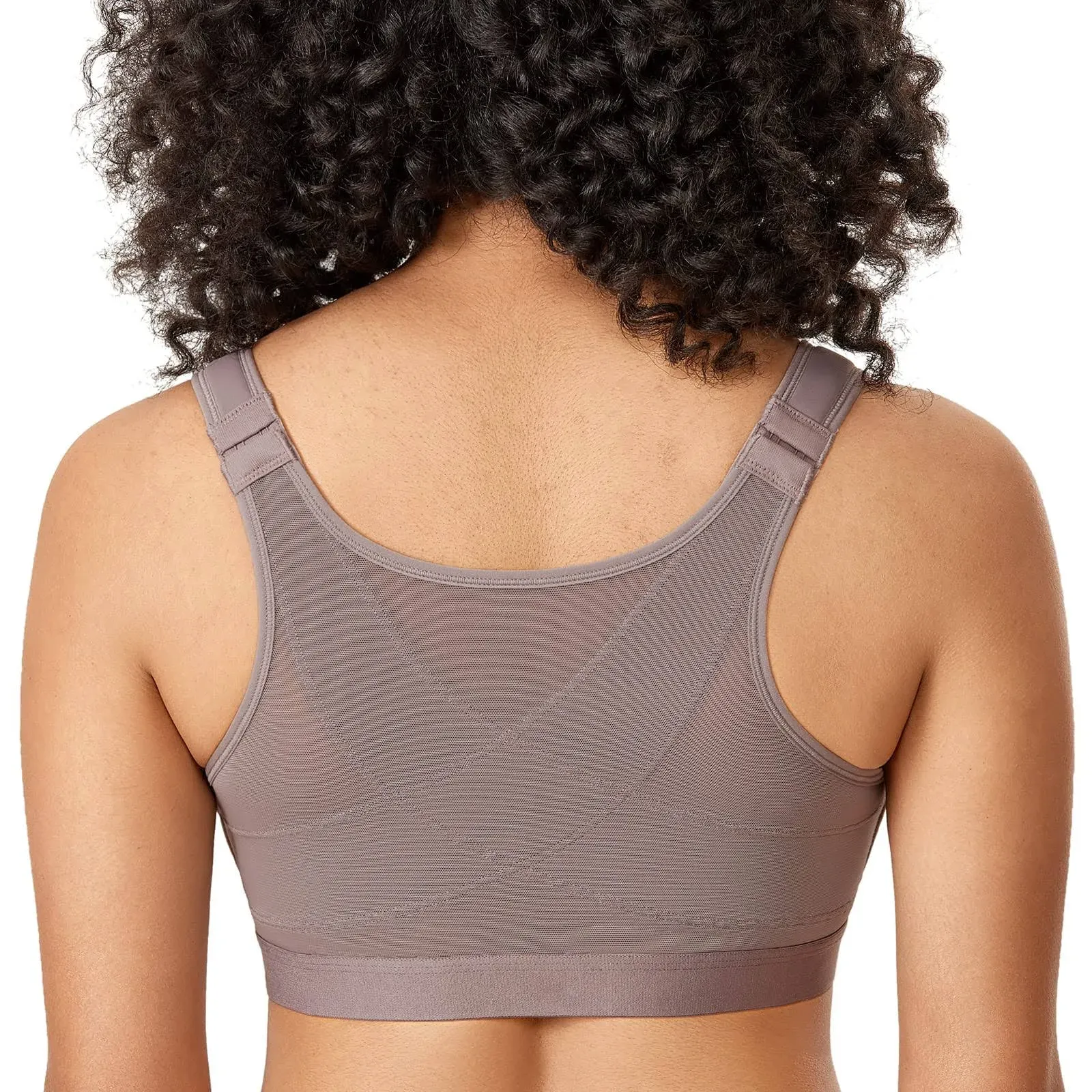 DELIMIRA Women's Front Closure Posture Wireless Back Support Full Coverage Bra