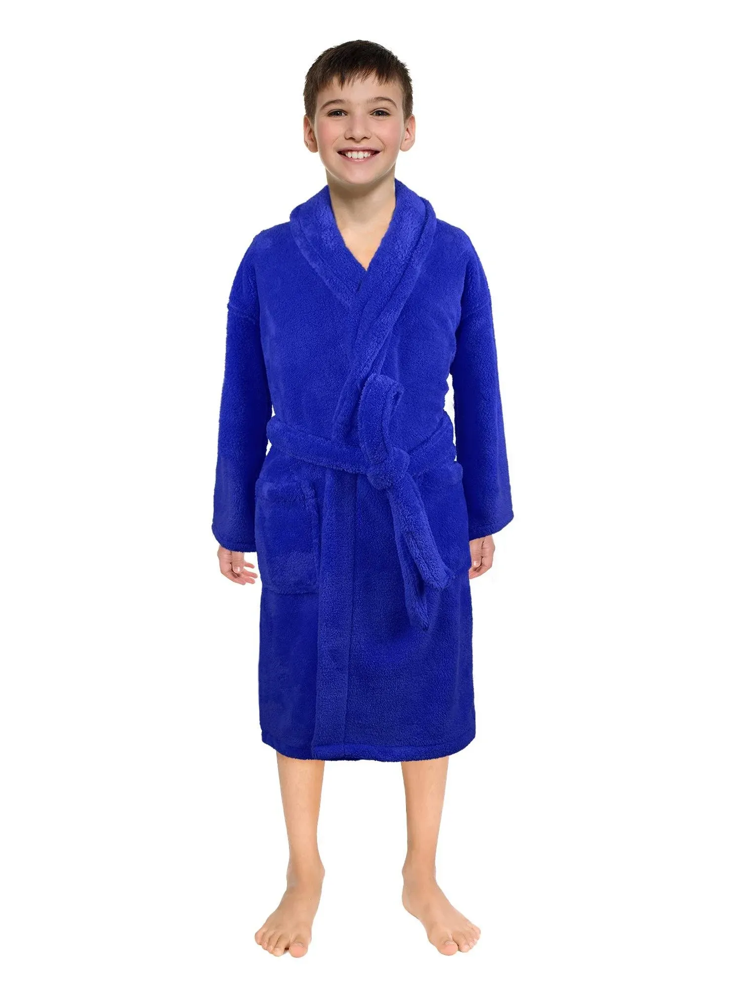 Turkish Linen Ultra-Soft Plush Shawl Robes for Boys and Girls (Large / 9-12 Years ...