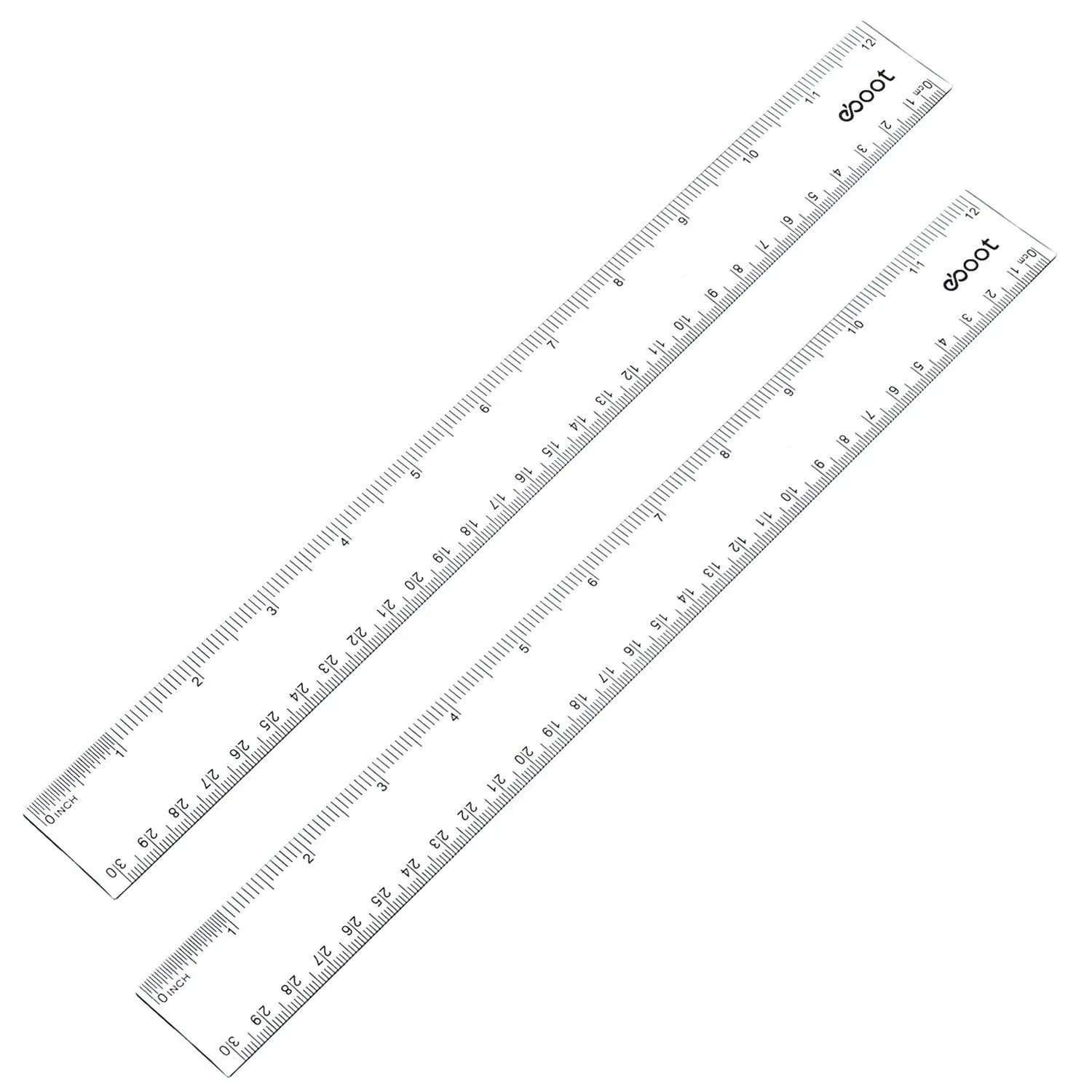 Eboot Plastic Ruler Straight Ruler Plastic Measuring Tool 12 Inches 2 Pieces (Clear)