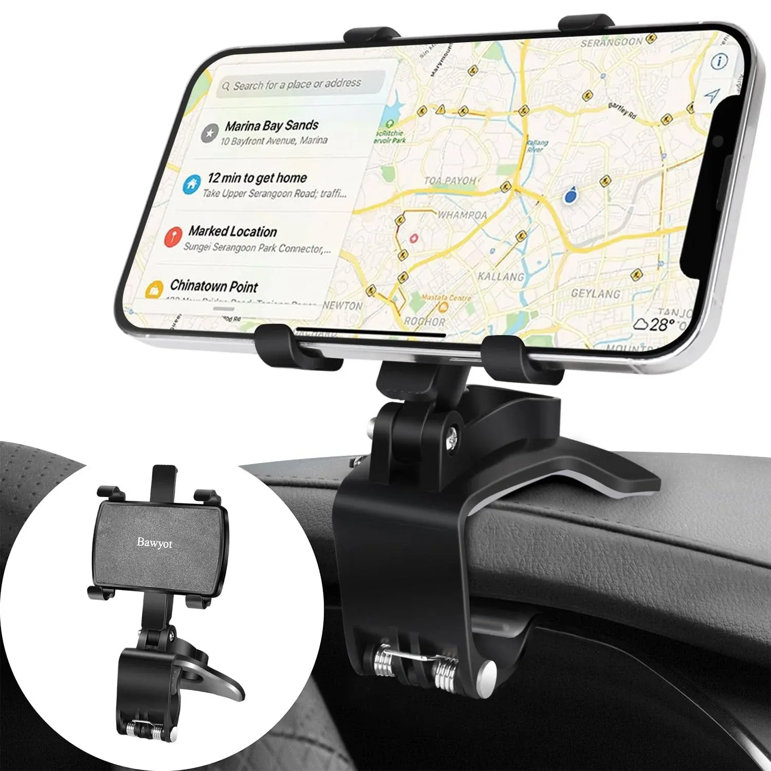 Bawyot Car Phone Holder for Dashboard 360 Degree Rotation Multifunctiona<wbr/>l... 