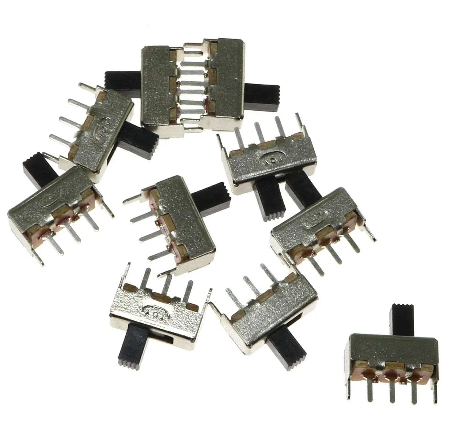 10-Pack 2 Position 50V/0.5A DC Vertical Slide Switch On/Off 3 Pin PCB Panel for 