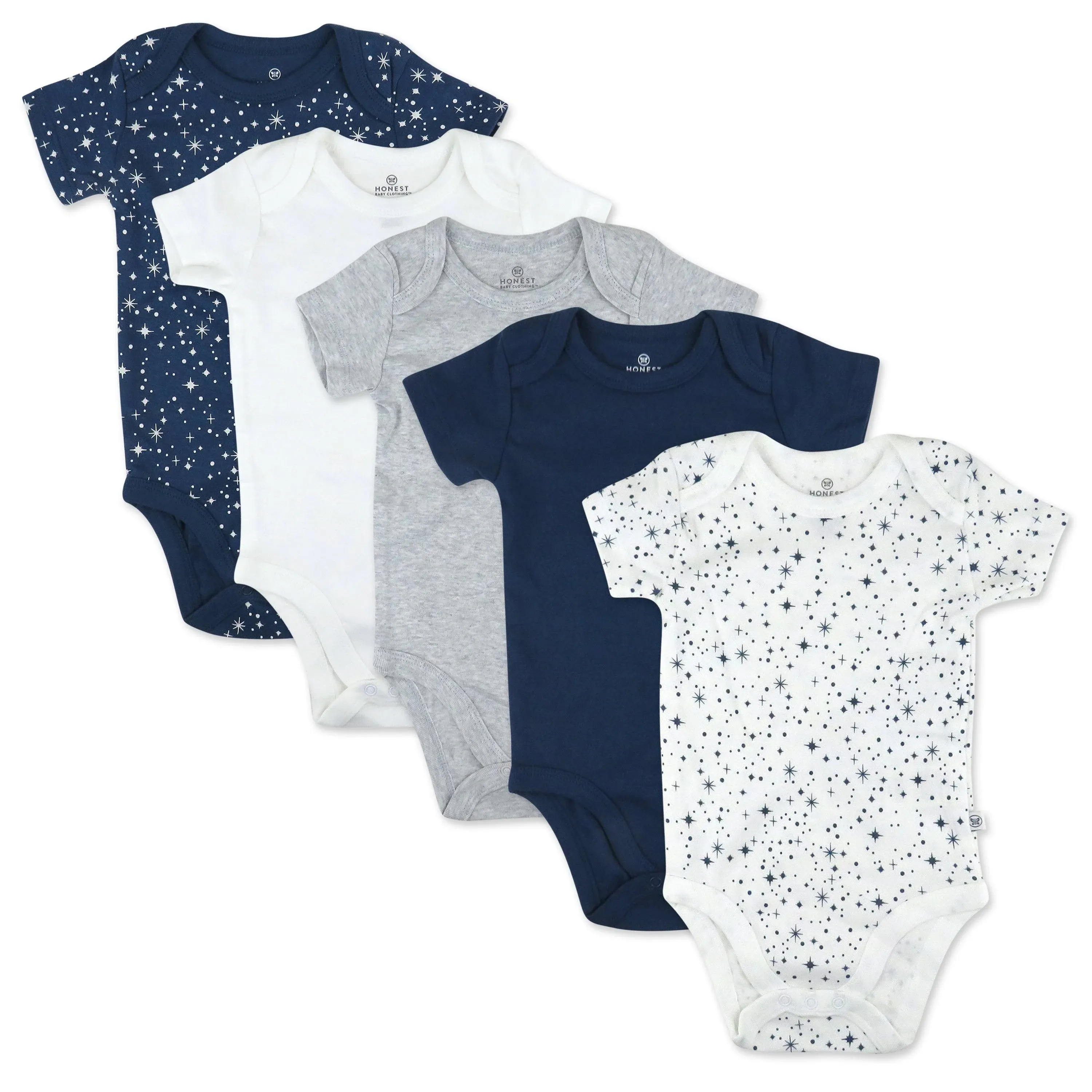 5-Pack Organic Cotton Short Sleeve Bodysuits Twinkle Star Navy / NB