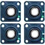 Jeremywell UCF202-10 Pillow Block Flange Bearing 5/8" Bore 4 Bolt Solid Base (4pcs)