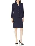 Le Suit Petite Three-Button Notch Collar Jacket & Skirt Suit