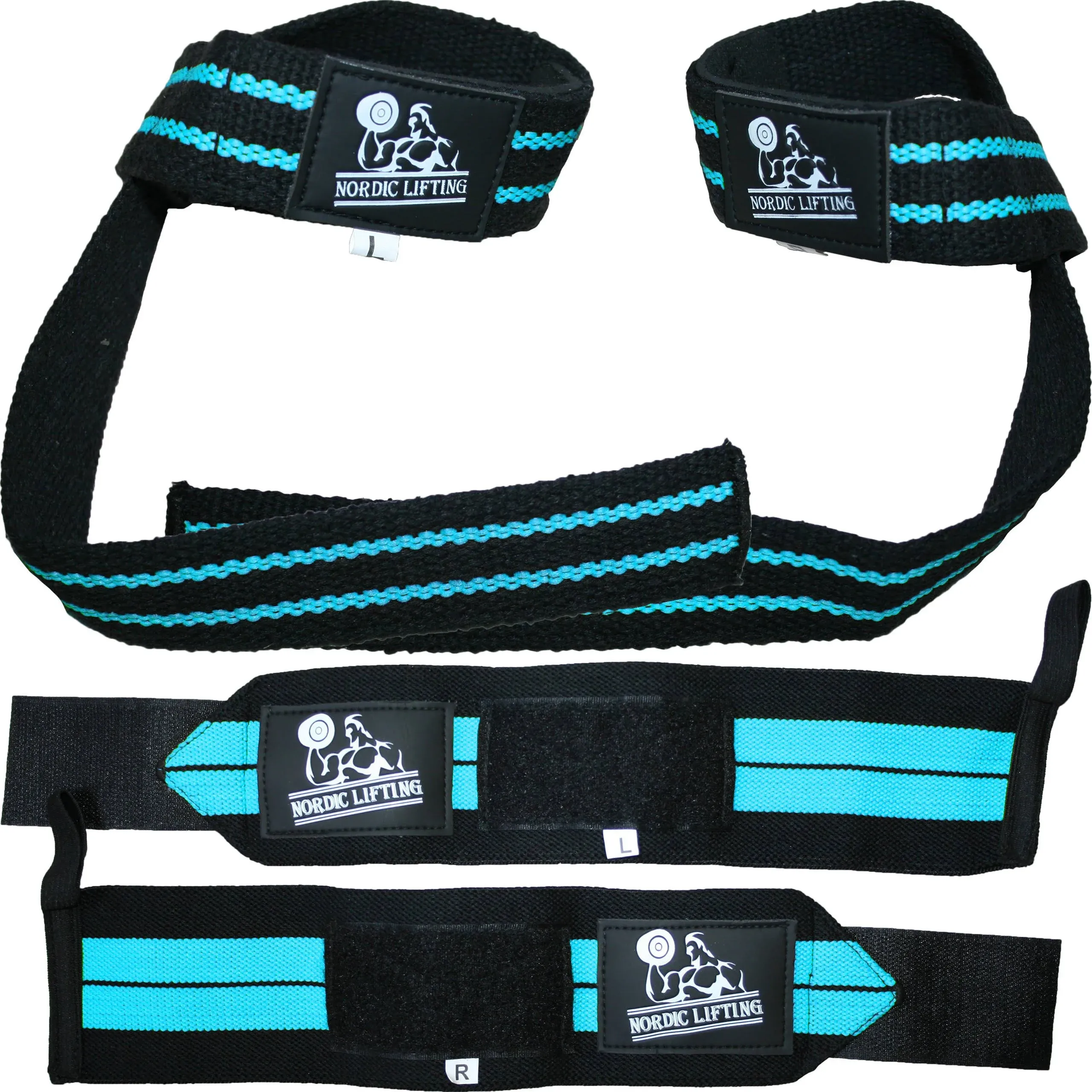 Wrist Wraps + Lifting Straps Bundle (2 Pairs) for Weightlifting, Crossfit & Gym