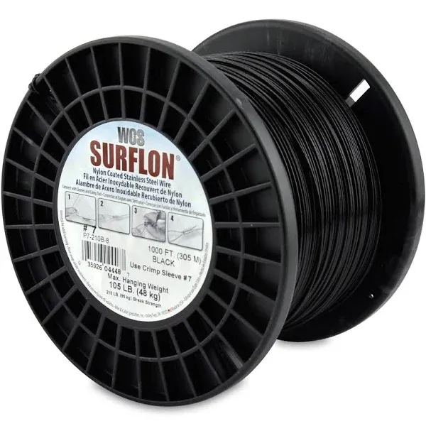 Surflon Nyloncoated Stranded Stainless Steel Picture Crimping Wire Black Size 7 