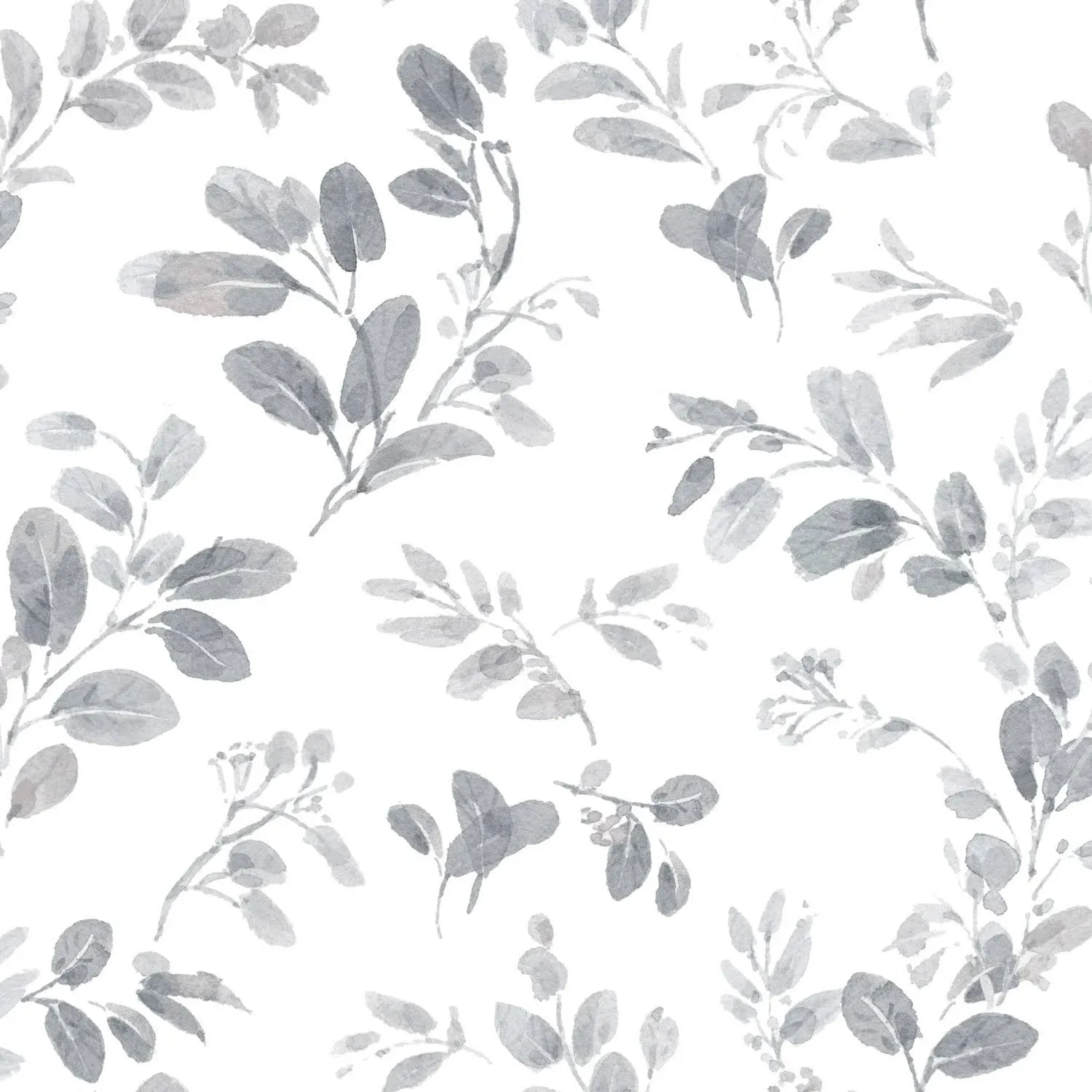 RoomMates Grey and White Dancing Leaves Peel and Stick Wallpaper