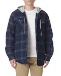 Wrangler Authentics Men's Long Sleeve Quilted Lined Flannel Shirt Jacket with Hood